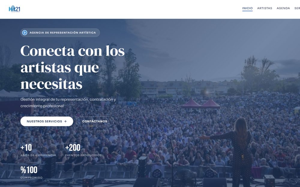 Web de HIT21 Producciones, agencia musical en Córdoba