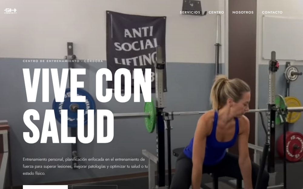 Web de SH Community, centro de entrenamiento en Córdoba